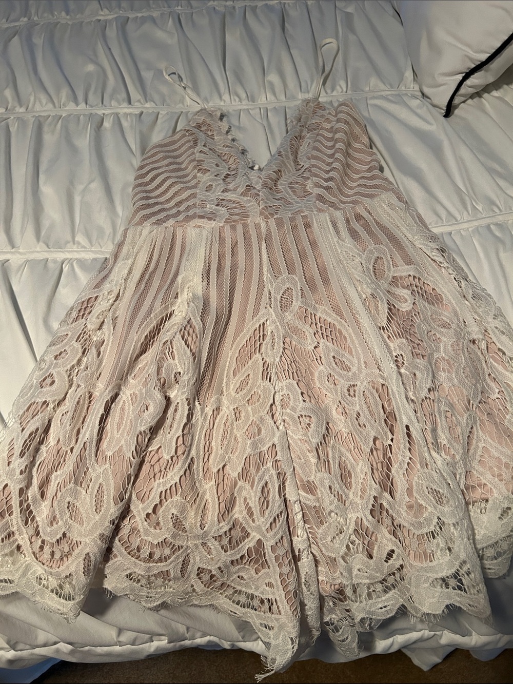 Women's beige lace romper